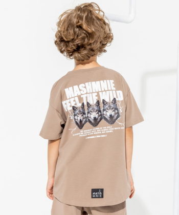 MashMnie - T-shirt WOLVES / beżowy